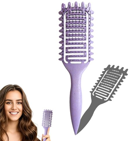 Bounce Curl Defining Brush, Define Curls Brush, Vented Detangle Hair Brush, Paddle Hairbrush for Thick Curly Hair, Wet & Dry Use, Soft Bristle Gentle on Scalp, Quick Drying, Purple