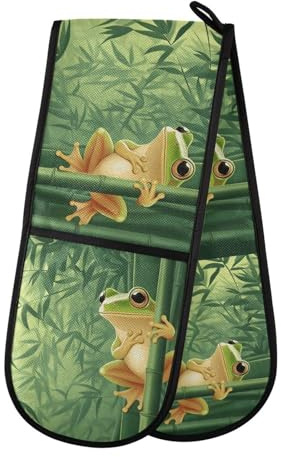 Quteprint Maniques doubles de cuisine matelassées, résistantes à la chaleur, 17,8 x 88,9 cm de long, pour pâtisserie, barbecue, barbecue et micro-ondes – Lavable en machine avec boucle de suspension