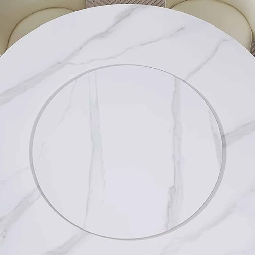 Decmiroor Bandeja de Servicio Giratoria, Plato Giratorio Redondo de Mármol 60 70 80 90 100cm, Lazy Susan Plato de Mesa Giratorio para Mesa de Comedor(Matte White,24in)