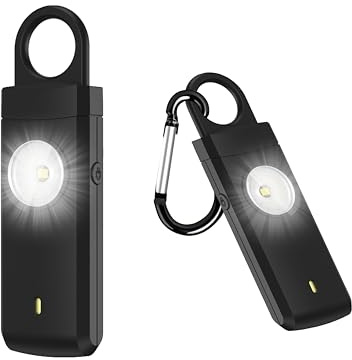Taschenalarm für Frauen, 135dB Persönlicher Alarm mit LED Taschenlampe, USB Wiederaufladbar, Keychain Schlüsselanhänger Schrillalarm für Frauen, Kinder, Senioren, Selbstschutz bei Notfällen