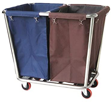 Carrello portabiancheria – Carrello a mano a 2 sezioni per la pulizia della casa, carrello per biancheria commerciale con cesto rimovibile per una conservazione efficiente