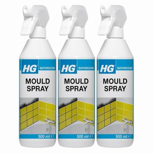 HG Mould Spray 500ml x 3 – Removes Black Mould, Mildew & Damp Stains from Walls, Tiles, Silicone, Grout & more - Ready-to-Use with Welari Thank You Card | (3 Pack)