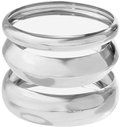 EDLMKM 3 Pcs Set Chunky Bangle for Women Fashionable Wide Wrist Bracelets Stack Statement Bangles, Bangles for Women, Bracelets for Womenn, Bracelet Chunky, Cuff Bangle (Silver)