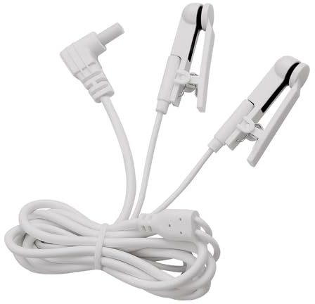 TIENFOKOTA Leitfähiges Silikon-Ohrclip- und Adapterkabel-Set, 2,35 mm bis 2,0 mm Stecker, kompatibel mit EMS/TENS-Geräten (Weiß, Einseitiger Ohrclip)