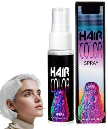 Temporary Hair Colour Spray, White Hair Spray Colour for Kids Wash Out, Temporary Hair Colour Instant Styling for Cosplay, Prom, Party, Christmas, Halloween, Gentle Formula, Non Sticky (White)