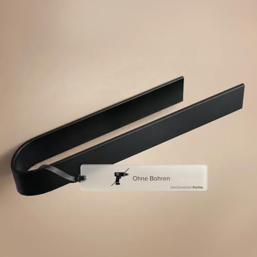 blackswedenhome. Handtuchhalter Ohne Bohren - Schwarz für Bad oder Küche, Handtuchhalter Wand mit Selbstklebender Montage, Metall Handtuchhalter - 41 cm