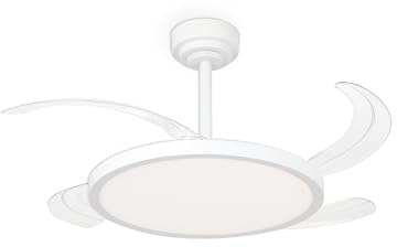 Zephir Ventilatore LED Con Pale A Scomparsa, Luce Bianca CCT 40W, 6 Velocità, Timer, Funzione Reverse E Notturna, 4 Pale Trasparenti, 40x49 Cm