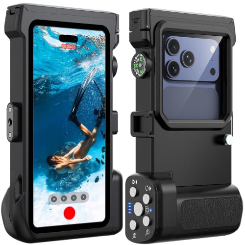 Lanhiem 15M Pochette Étanche Universelle IPX8 Fonction Bluetooth 4.7-6.9'' | Coque Téléphone Plongée Professionnel,Étui pour iPhone Samsung XiaoMi Google et Smartphone,sous Marine Housse,Snorkeling,Noir