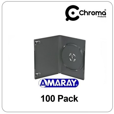 100 x Black Genuine Amaray DVD Cases 14mm Spine