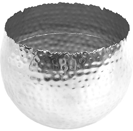 Blumentopf aus Metall, groß, Blatt-Design, Silber, 22cm x 17cm