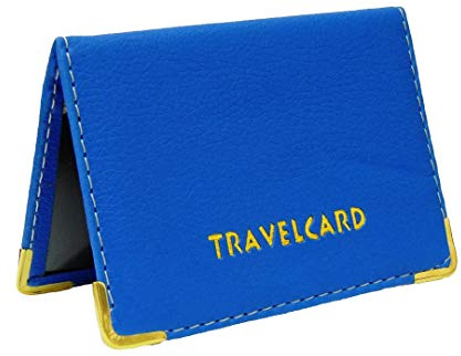AKH® Genuine Leather Oyster Travel Card Bus Pass Rail Card Holder Wallet Cover Case UK (Royal Blue)