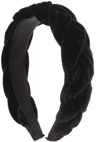 Geflochtenes Stirnband gepolstertes Stirnband breit harte Haarreifen Vintage Haarband für Frauen (breit, schwarz)