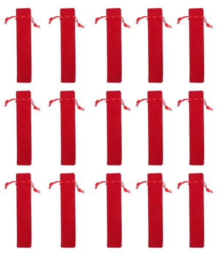 Toyvian Astuccio Per Penne in Morbido Design Elegante Con Chiusura a Coulisse Perfetto Per Ufficio E Regali - 20 Pezzi (Rosso)