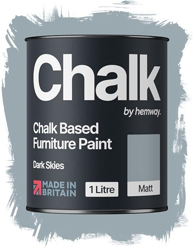 Hemway Chalk Based Furniture Paint, Dark Skies Blue 1L, Matt Finish | Shabby Chic, Chalk Paint Furniture & Walls, Quick Dry & 1 Coat