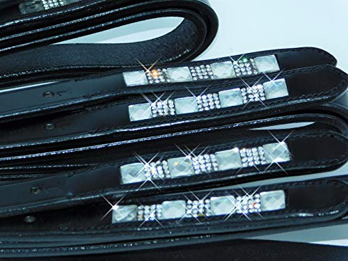 Kinder Steigbügelriemen Little Liz mit oder Ohne Strass Glitzer Leder Riemen für Steigbügel SCHMAL Kids 100 110 120 cm Tysons 1 Paar = 2 Stück (Mit Glitzer, 110 cm)