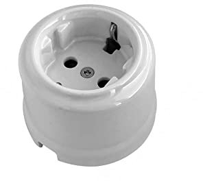 F LINE Enchufe de superficie de porcelana blanca con toma tierra 10A 250V