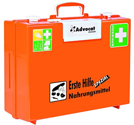 Söhngen Erste-Hilfe-Koffer Nahrungsmittel Advocat MT-CD (Verbandkoffer mit Füllung, inkl. Wandhalterung + herausnehmbarer Pflasterspender, schlagfester Kunststoff, Notfallkoffer)