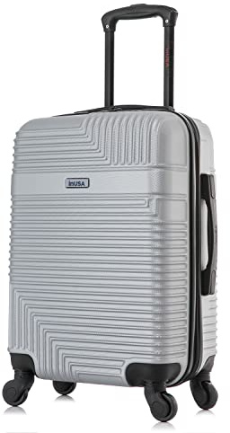 InUSA RESILIENCE Luggage with Spinner Wheels | Durable Lightweight Hardshell Suitcase, Spacious Travel Bag with Handle and Trolley | 20-Inch Carry On Small Luggage | Silver