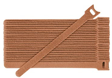 Fix&Easy Klettband Kabelbinder 12,5x300mm hell braun 25 Stück Set Klett Binder wiederverwendbar für Weidezaunmatte Weidengeflecht Buchsbaum Fikus