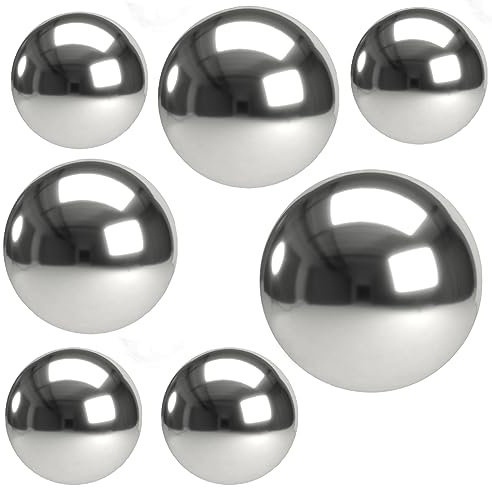 MIJOMA Exquisites Set Silberne Spiegelkugeln, Nahtlose Edelstahl Dekokugeln, Gartenkugel Spiegelpoliert, Reflektierende Hohlkugel, für Haus, Garten und Teich (7tlg Set - 4cm 6cm 8cm)