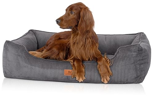 Knuffelwuff orthopädisches Hundebett aus Cord mit Handwebcharakter Nunavut XXL 120 x 85cm Grau - Abnehmbarer Bezug - waschbar - für große, mittelgroße und kleine Hunde