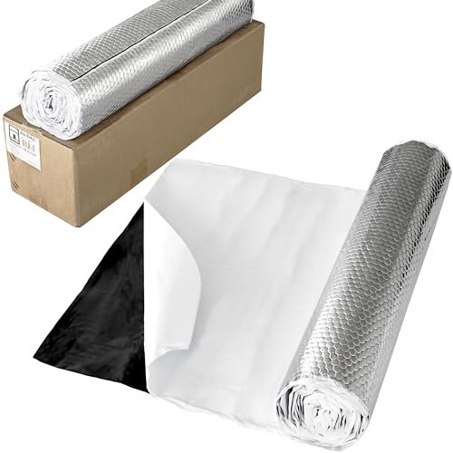 Recambo Tappetino isolante in alluminio butilico (2 mm, 50 cm x 400 cm) massimo isolamento acustico: riduce il rumore della strada, vibrazioni, sonagli, autoadesivo, antidrone e sostituzione bitume