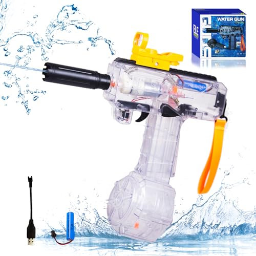 Arma De Agua Eléctrica para Niños,Juguetes De Pistola De Agua para Piscina para Adultos,Arma De Agua De Empujón De Alta Potencia Automática con Pistola De Juguete De Rango Largo