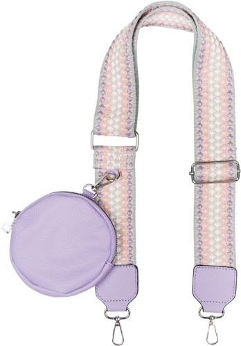 styleBREAKER Tracolla per borsa a pois stile retrò | Tracolla in tessuto 5 cm, regolabile 84-128 cm, ganci argento, tasca con zip 12 cm.