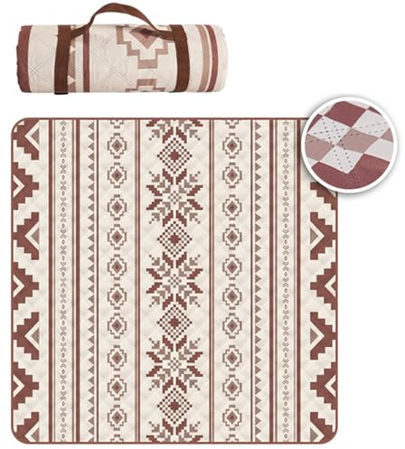 Hayisugal Picknickdecke 200x200 cm Stranddecke Sandfrei Wasserdicht Campingdecke Waschbar Strandunterlage Tragbare Picknickdecke für Strand,Picknick,Wandern,Park,Reisen, Boho M, 200 x 200 cm