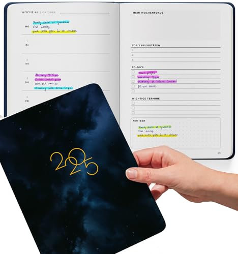 Milula Studios Stylischer Terminplaner 2025 - Buchkalender A5 Januar bis Dezember 2025 - Für mehr Organisation - Wochenplaner 2025 - Terminkalender Buch 2025 - Planer Kalender 2025