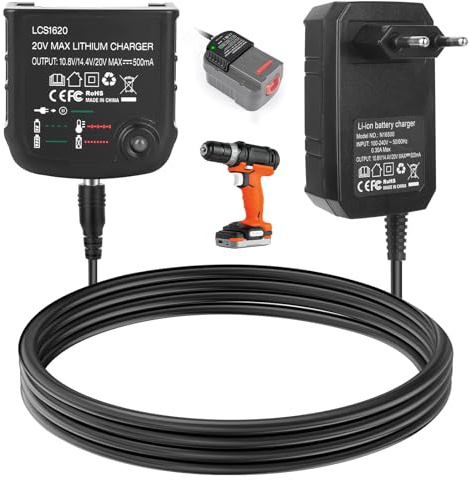Mineup Chargeur Lithium 18V/20V Compatible pour Black & Decker Batterie Lithium ION BL2018 BL2018-XJ BL1518 LBXR20-OPE LBXR20 LB20 LBX20 LBX4020 LBXR20-OPE BL1514 LBXR16 LB2X4020