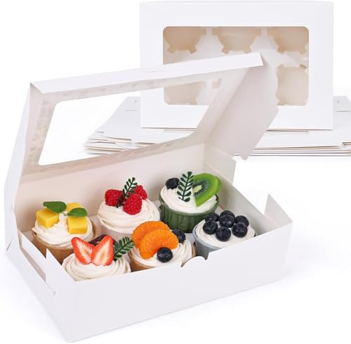 Best ZOIKOM Scatole Per Torta Kraft Bianca con Finestre (10pz) 24x16x7.5cm Contenitori Take Away Carta Usa e Getta - Scatola per Biscotti e Torte - Contenitori in Cartone per Alimenti