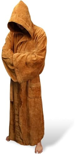 Seaehey Unisex Knight Bathrobe Adult Tunic Hooded Robe Halloween Cosplay Fleece Bathrobe for Men Women (Yellow, One Size) (Yellow)