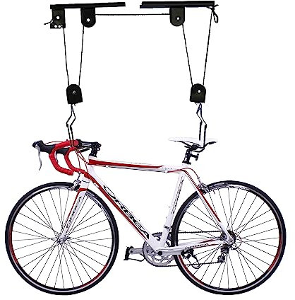 Elevador de bicicleta de acero negro con soporte de techo de hasta 60 kg Bike-Lift E-Bike Elevador de techo para bicicleta