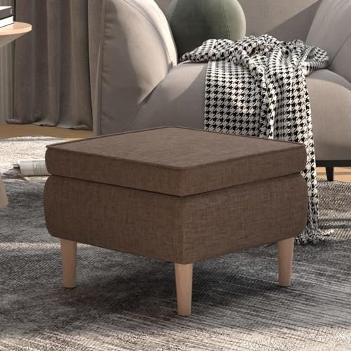 Sufrk Hocker mit Holzbeinen Taupe Stoff Repalcement Badhocker Holz Hocker Outdoor