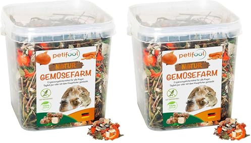 petifool Gemüsefarm 500g - Ergänzungsfutter für Nager - natürliches Nagerfutter für Kaninchen, Meerschweinchen, Hamster, Chinchilla & mehr - ohne künstliche Zusätze - 100% Natur - artgerechtes Futter