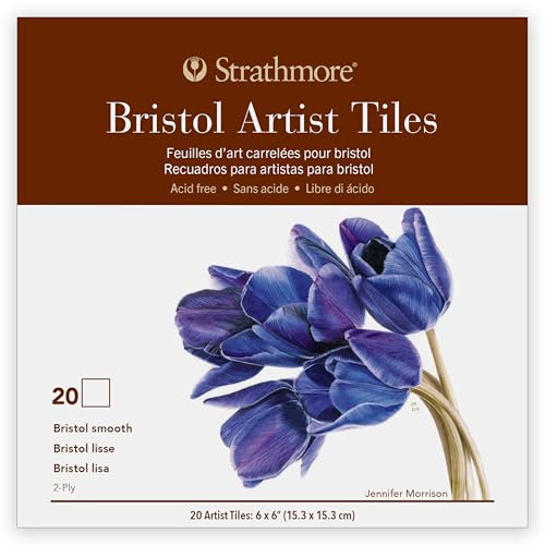 Strathmore 400 Series Künstlerfliesen, Bristol-Papierblock, glatte Oberfläche (2-lagig), Klebebindung, 20 Blatt, 15,2 x 15,2 cm, 1 Stück