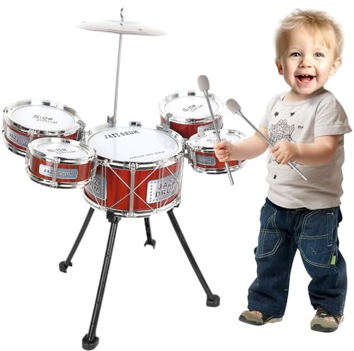 Verdantree Batería Niños Tambor Infantil, Set de 5 Batería Musical Juguetes para Niños 2 3 4 5 6 Años, Bateria Infantiles Instrumentos Educativo Preescolares, Navidad Acción de Cumpleaños Regalo