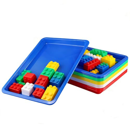HONYUET 15 PCS 5 Colors Large Plastic Art Activity Trays, 34 x 25 x 2.6cm Multicolor Craft Tray for DIY Beads