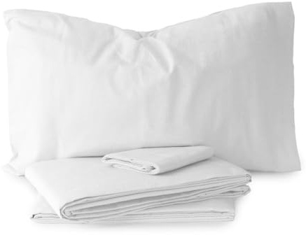 Morbidissimi Set Lenzuola Completo Letto in Flanella 100% cotone felpato Tinta Unita per letto Matrimoniale [ Bianco]