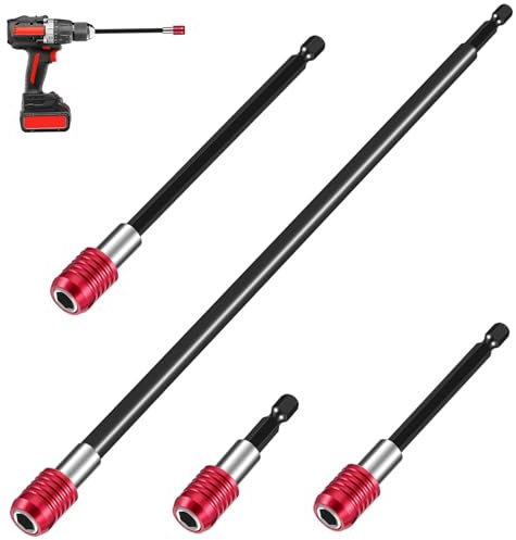 ANDRESLAD 4pcs Extension Pole Kit Drill Bit Adapter Hex Shank Extension Rod for Impact Driver Threaded Rods Suitable for Scenarios
