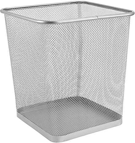 OFFSCH Cesto De Basura Metálico Pequeño Plata Sin Tapa, Cubo De Almacenamiento De Hierro Resistente y Antióxido Para Oficina y Hogar