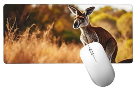 Tapis de Souris Animal Tapis de Souris XXL 1400 x 600 mm, Grand Sous Main Bureau Gaming avec Bords Surpiqués et dos Antidérapant, Kangourou Mouse Pad Gamer pour Clavier et Souris, Cadeaux Hommes H-389
