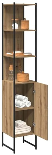 vidaXL Badrumsskåp artisan ek 33 x 33 x 185,5 cm Konstruerat trä, Badrumsförvaring, rektangulära vägghyllor, modern skåpdesign för snygga badrum, funktionella inomhushyllor
