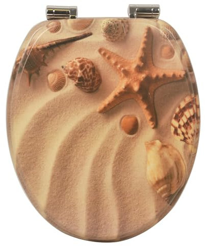 Style home Toilettendeckel WC-Sitz mit Absenkautomatik Holzkern Klobrille und Klodeckel mit Softclose-Mechanismus, O Form Toilet Seat, Belastbarkeit bis zu 300 kg, Strand