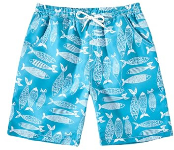 Badshorts för pojkar barn snabbtorkande strandbyxor med dragsko, åldrarna 5-14, sommarstil, ljusblå1, 13-14 År