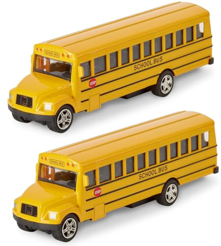 CLKDPNO 2 Pack Pull Back School Bus,Mini Yellow School Bus Toy, Die Cast Vehicles Alloy Pull Back Play Buses Alloy Metal Vehicles Toy with Bright Yellow for Kids Boys Girls