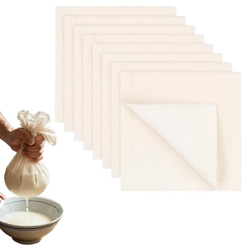 8-Piece Cheesecloth for Straining, 50x50cm Square Muslim Cloth for Cooking, Cheese Cloths and Nut Milk Strainer for Juice, Soy, and Food Residue