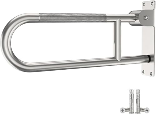 LORESJOY Wandstützgriff WC Haltegriff Klappbar 60cm, Edelstahl Matt | Anti-Rutsch Gewinde, Aufstehhilfe für Bad Toilette, Einfache Wandmontage