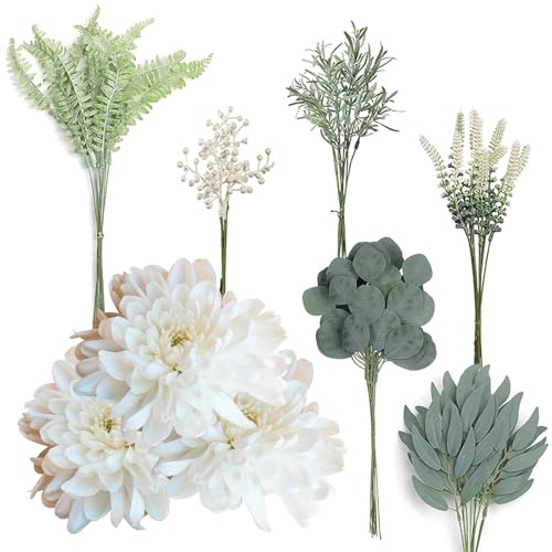 YOYEAH 58 Stück Künstliche Blumen Wie Echt, Kunstblumen Fake Flowers Deko Blumen Künstlich für DIY Brautstrauß Hochzeit Tischdeko